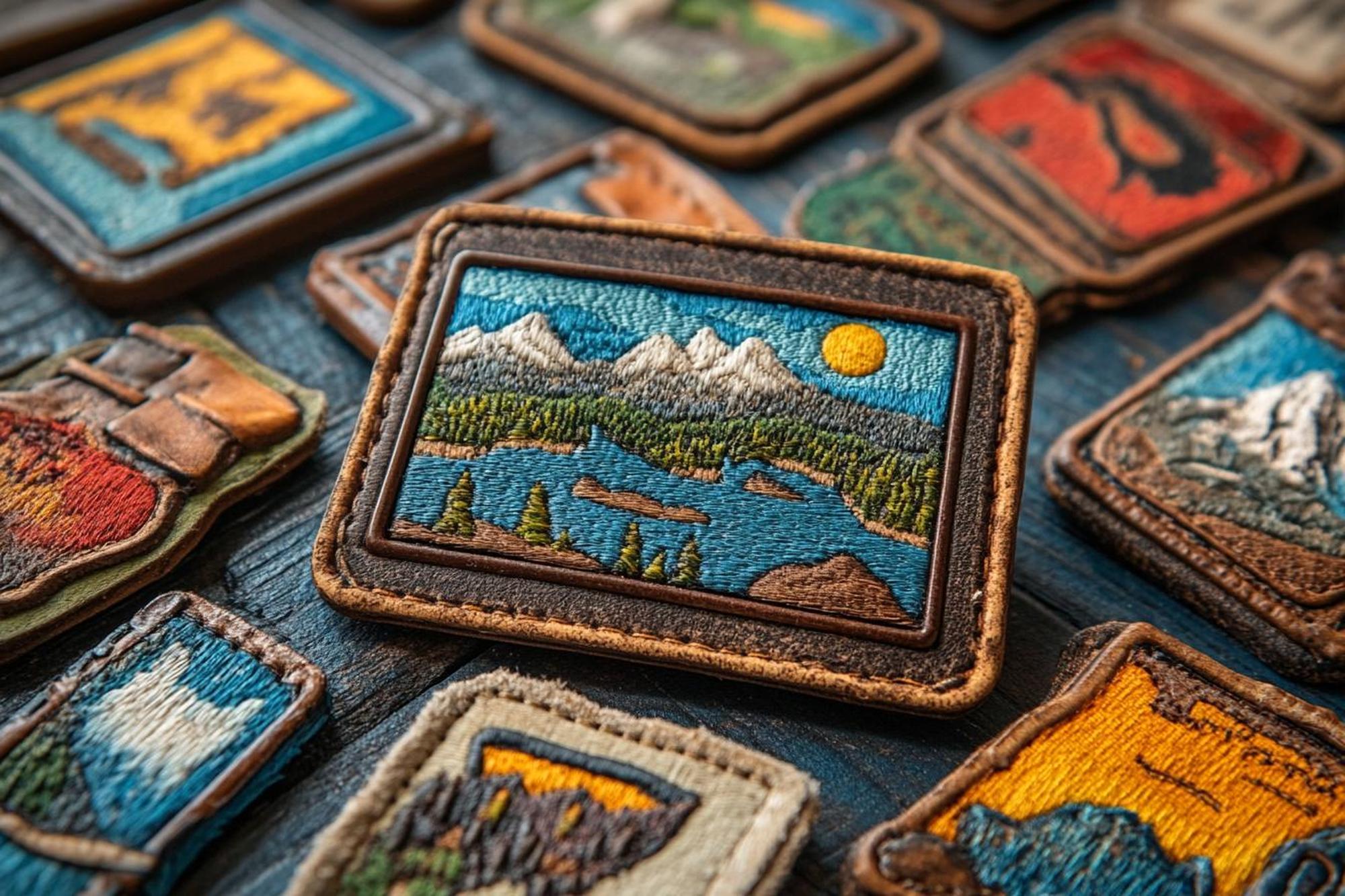 patch collection pinned on board